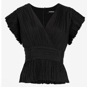 Express Elegant Black Pleated Blouse